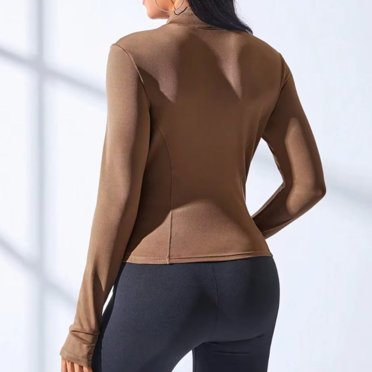 Women’s Slim Fit Workout Jacket – Full Zip Stretch Yoga Jacket for Gym & Training