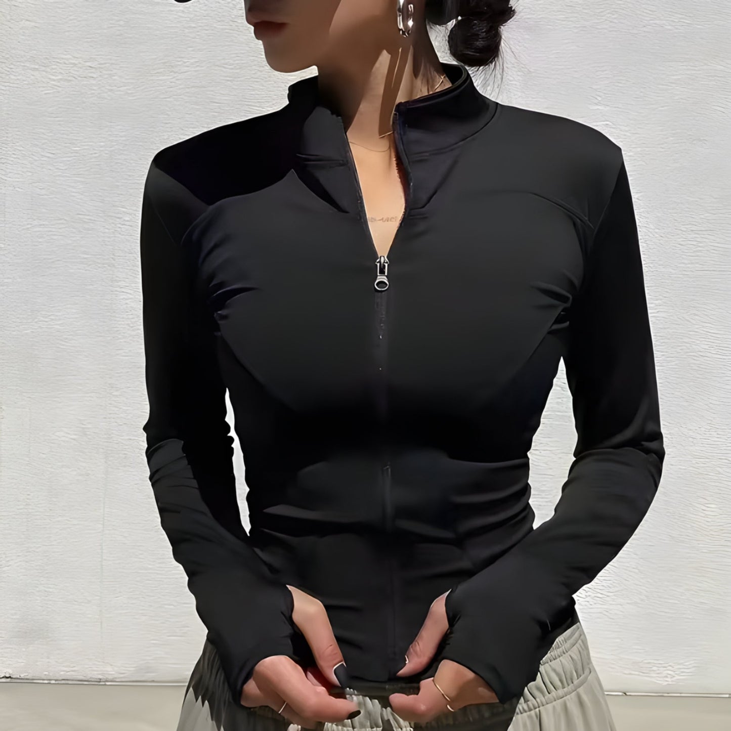 Women’s Slim Fit Workout Jacket – Full Zip Stretch Yoga Jacket for Gym & Training