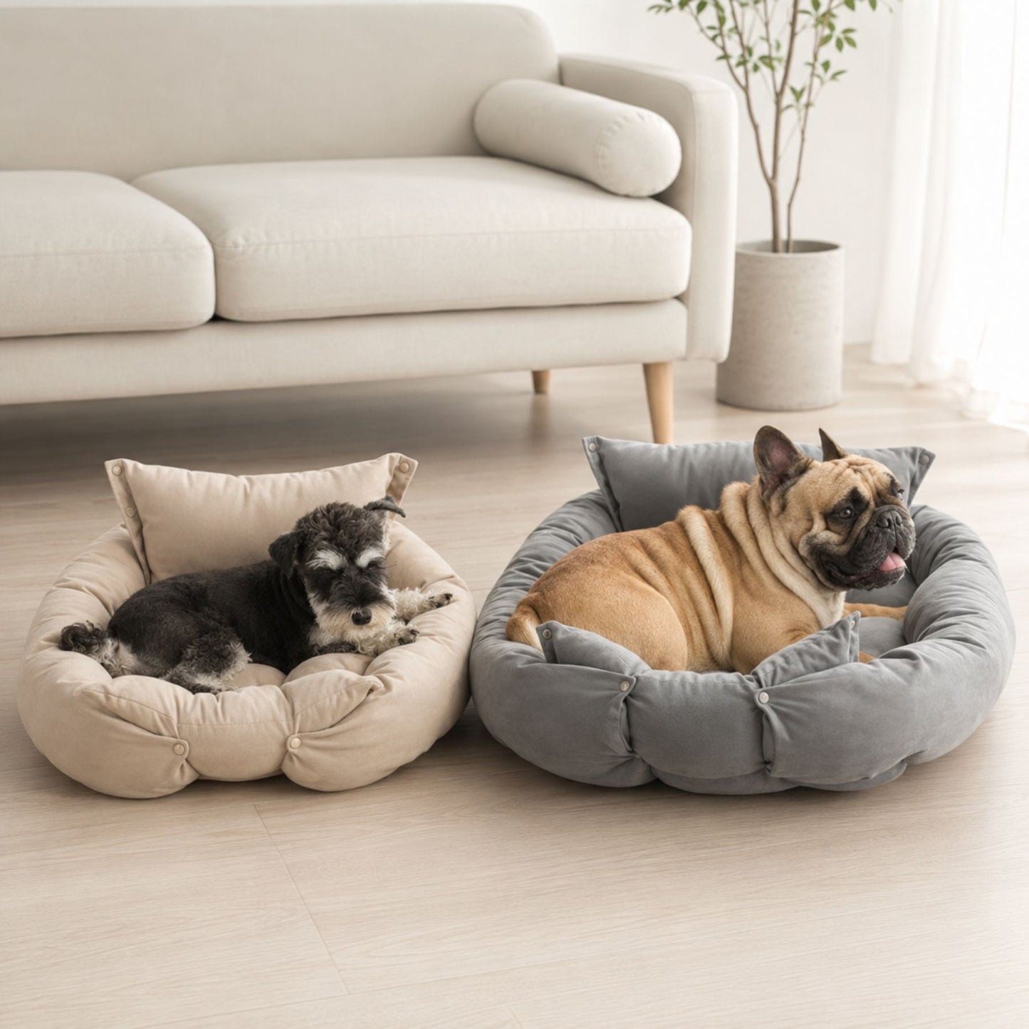 3-i-1 Plyschbädd för Hund & Katt – Vikbar Hundsäng, Soffa & Sovmatta