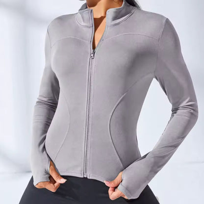 Women’s Slim Fit Workout Jacket – Full Zip Stretch Yoga Jacket for Gym & Training