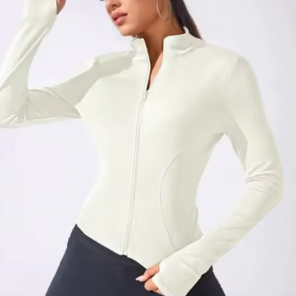 Women’s Slim Fit Workout Jacket – Full Zip Stretch Yoga Jacket for Gym & Training