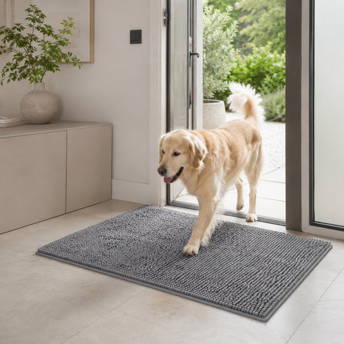 Absorberande Mikrofibermatta för Hund – Tvättbar Halkfri Dörrmatta för Smutsiga Tassar