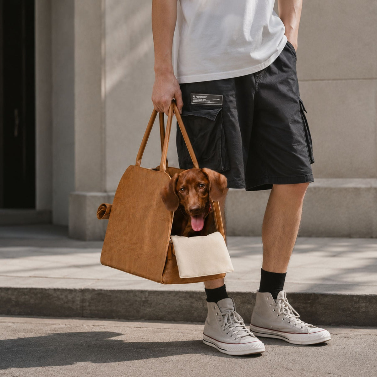 Bilstol & Transportväska för Hund & Katt – Brun med Avtagbar Kudde