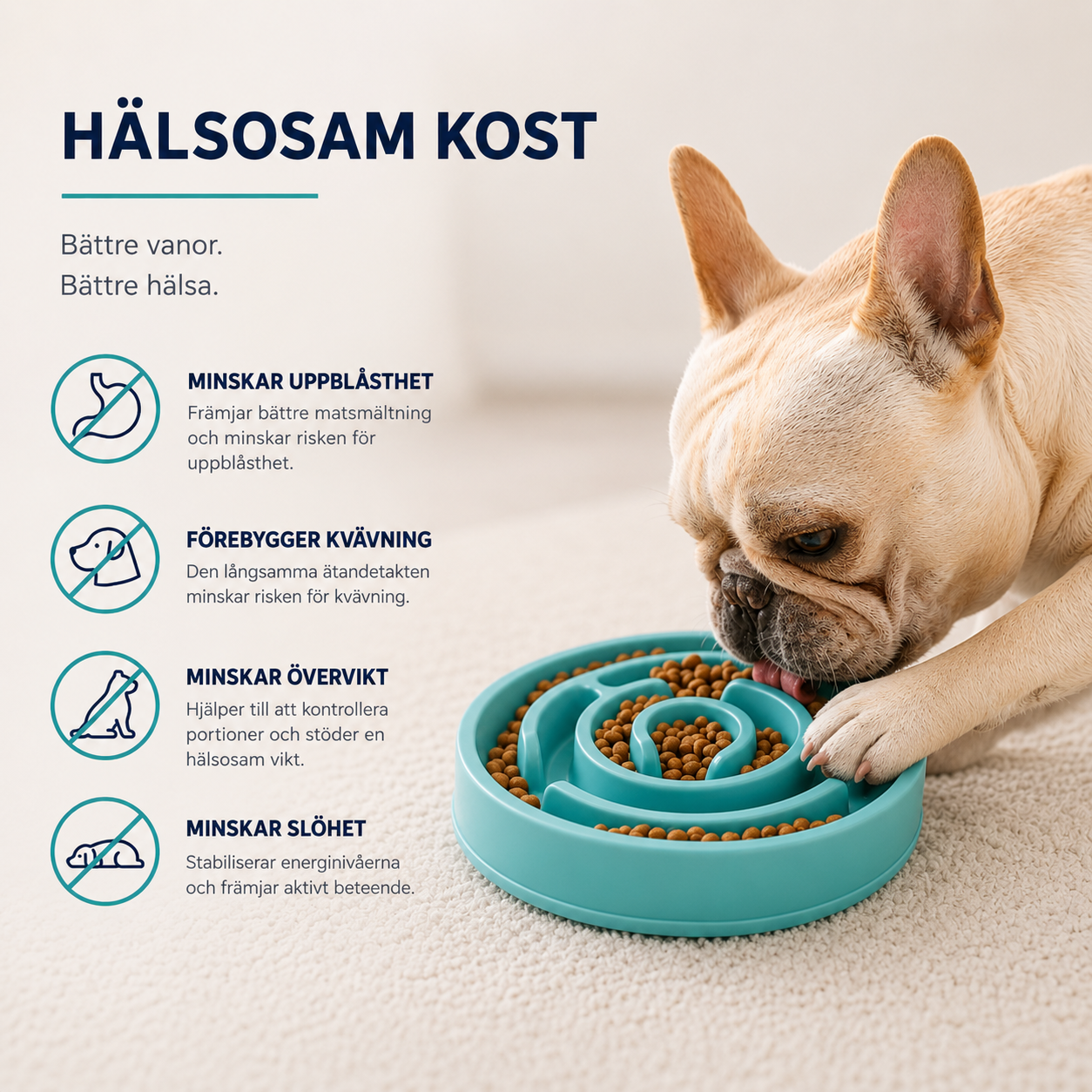 Slow Feeder Matskål för Hund & Katt – Halkfri Matskål för Långsammare Ätande