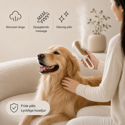 SteamGlow™ Groomingborste för Husdjur – 3-i-1 Elektrisk Spray- & Massageborste för Hund & Katt