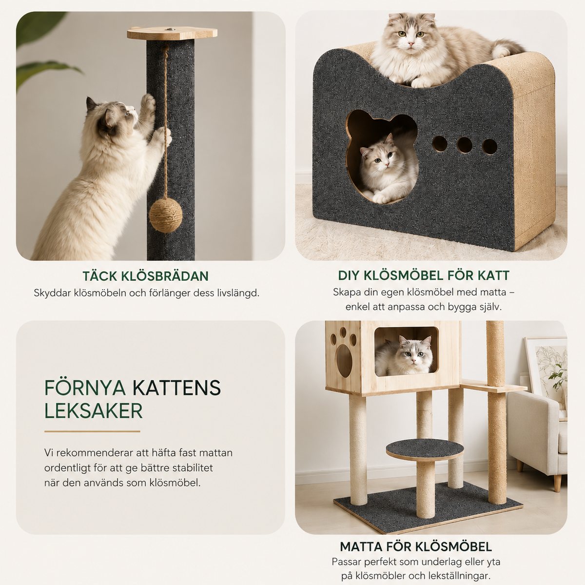 Självhäftande Klösmatta för Katt – Klippbar Klösyta för Soffa & Möbler