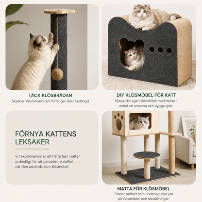 Självhäftande Klösmatta för Katt – Klippbar Klösyta för Soffa & Möbler