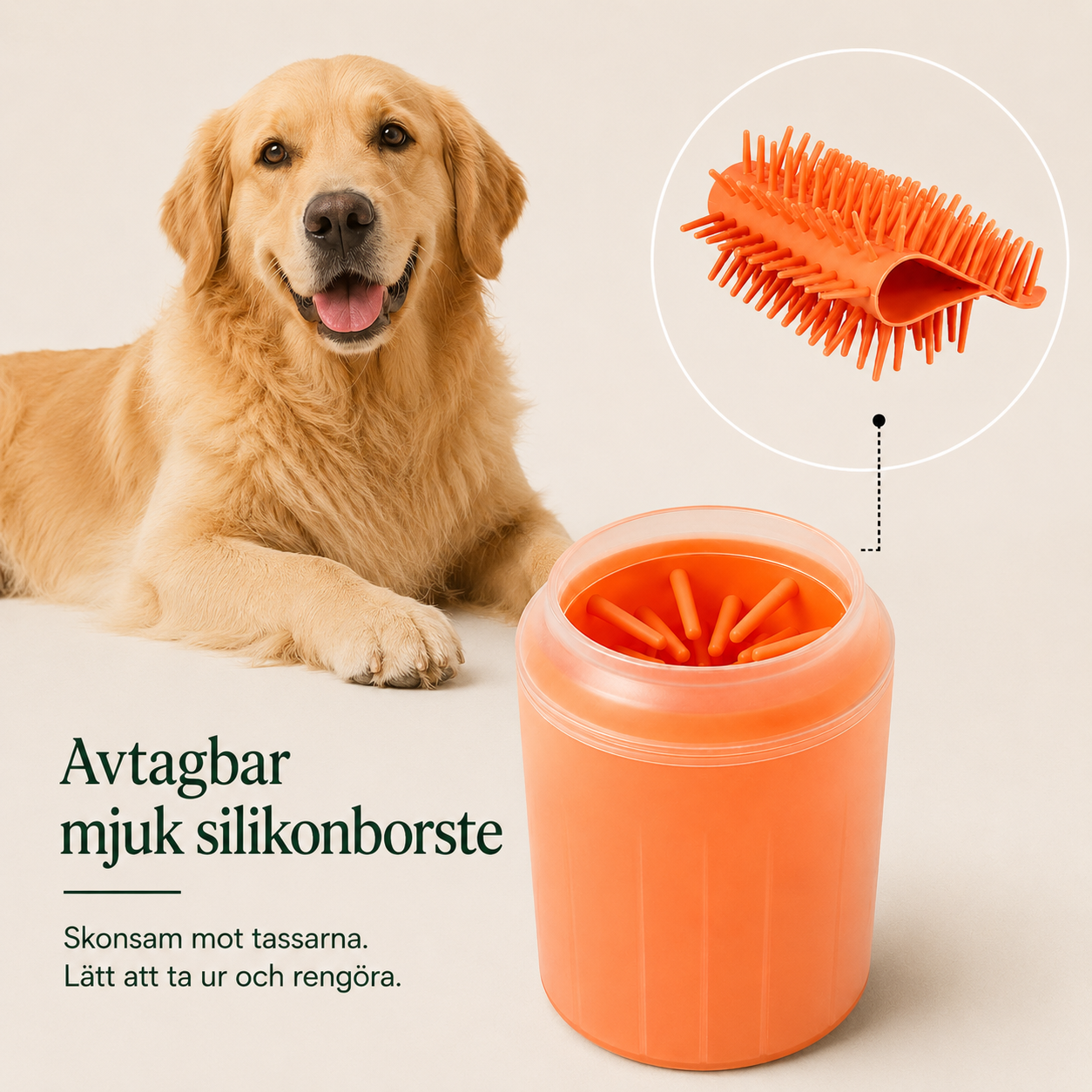 Portabel Tassrengörare för Hund – Tassrengöringskopp med Mjuk Silikonborste för Smutsiga Tassar