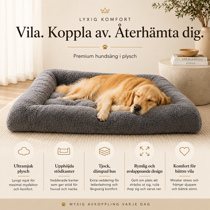 Plysch Hundsäng – Extra Mjuk Soffbädd för Små, Medelstora & Stora Hundar