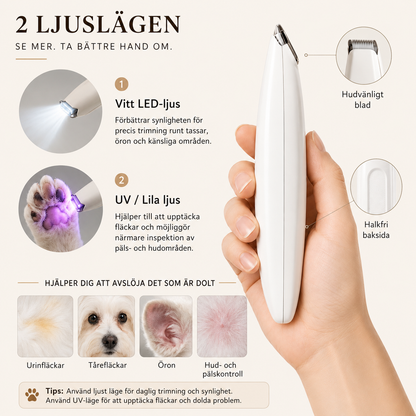 Sladdlös Tass- & Pälstrimmer för Hund & Katt med LED-Ljus – Precisionstrimmer