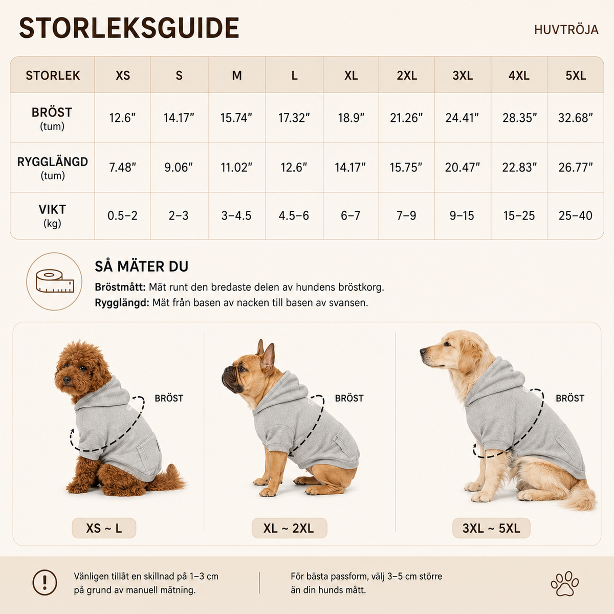 Hundhoodie med Dragkedjeficka – Mjuk Huvtröja för Små, Medelstora & Stora Hundar