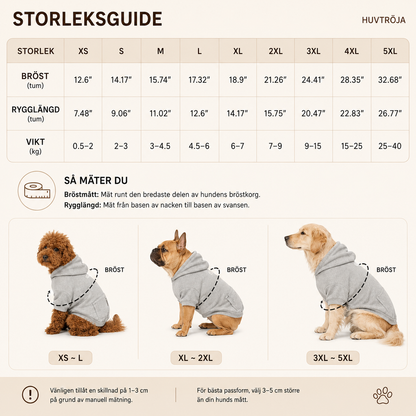 Hundhoodie med Dragkedjeficka – Mjuk Huvtröja för Små, Medelstora & Stora Hundar