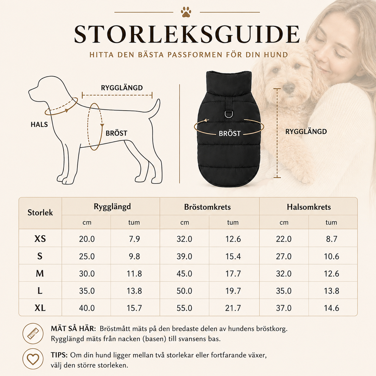 Quiltad Vinterväst för Hund med Fleecefoder & D-Ring