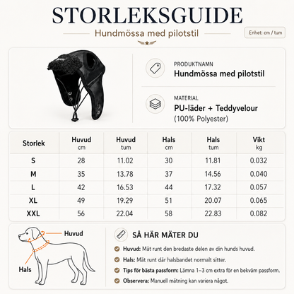 Varm Hundmössa med Öronskydd & Justerbar Hakrem – Pilotmössa för Hund