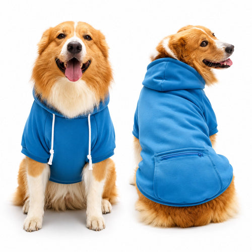 Hundhoodie med Dragkedjeficka – Mjuk Huvtröja för Små, Medelstora & Stora Hundar