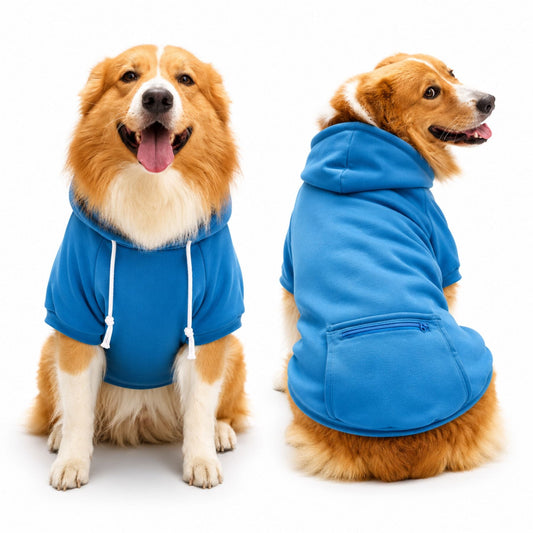 Hundhoodie med Dragkedjeficka – Mjuk Huvtröja för Små, Medelstora & Stora Hundar