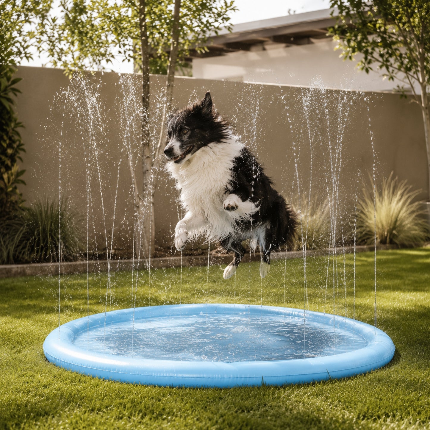 Splash Pad Vattenmatta för Hund – Uppblåsbar Vattenlekmatta för Utomhuslek & Svalka på Sommaren