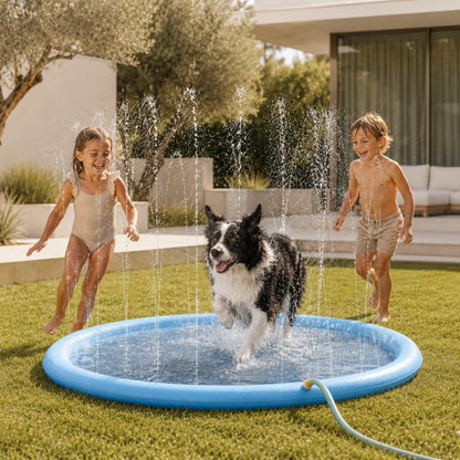 Splash Pad Vattenmatta för Hund – Uppblåsbar Vattenlekmatta för Utomhuslek & Svalka på Sommaren