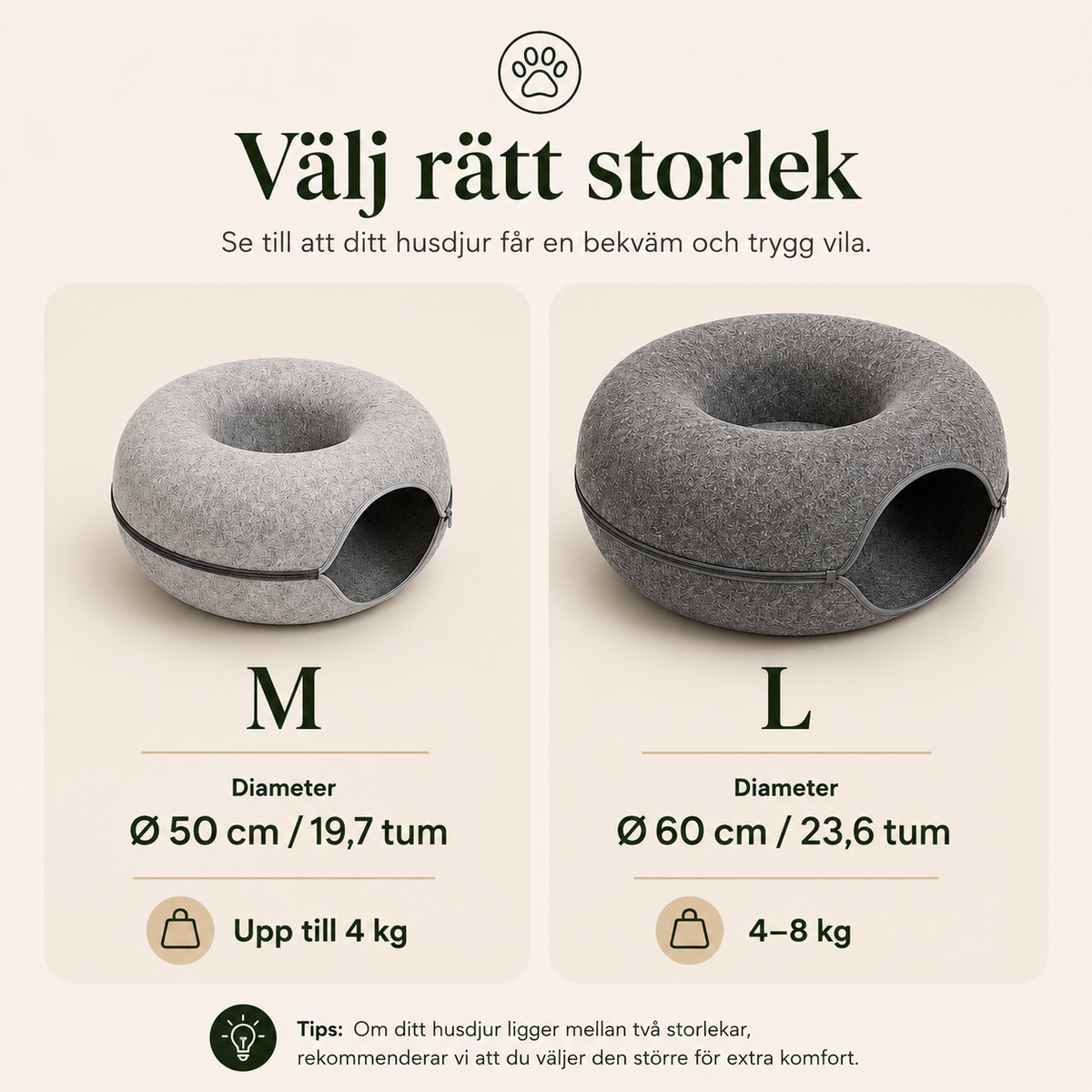 Vikbar Rund Kattunnel i Filt – Donutformad Kattgrotta & Kattbädd