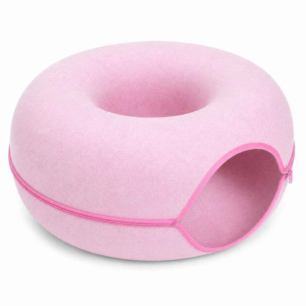 Vikbar Rund Kattunnel i Filt – Donutformad Kattgrotta & Kattbädd