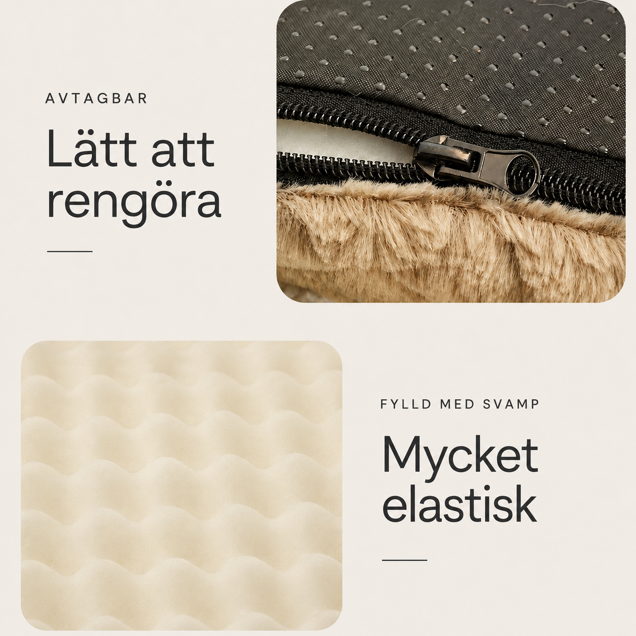 Plysch Hundsäng i Fuskpäls – Mjuk Husdjursbädd med Avtagbart Tvättbart Överdrag & Halkfri Botten