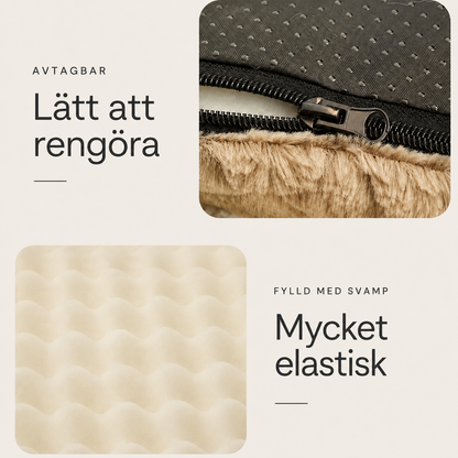 Plysch Hundsäng i Fuskpäls – Mjuk Husdjursbädd med Avtagbart Tvättbart Överdrag & Halkfri Botten