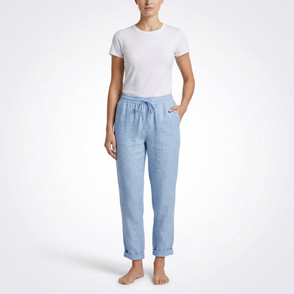 Women’s High-Waist Linen Pants – Breathable Cotton Linen Trousers with Elastic Waist, Loose Summer Pants (S–XXL)