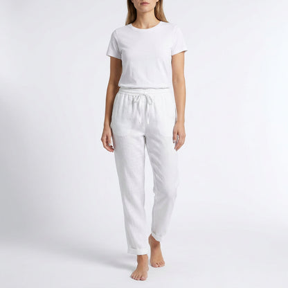 Women’s High-Waist Linen Pants – Breathable Cotton Linen Trousers with Elastic Waist, Loose Summer Pants (S–XXL)