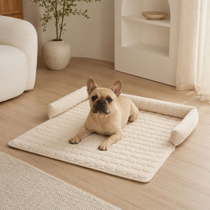 Soffkudde för Husdjur 75x75 cm – Quiltad Hund- & Kattbädd med Upphöjda Sidokanter