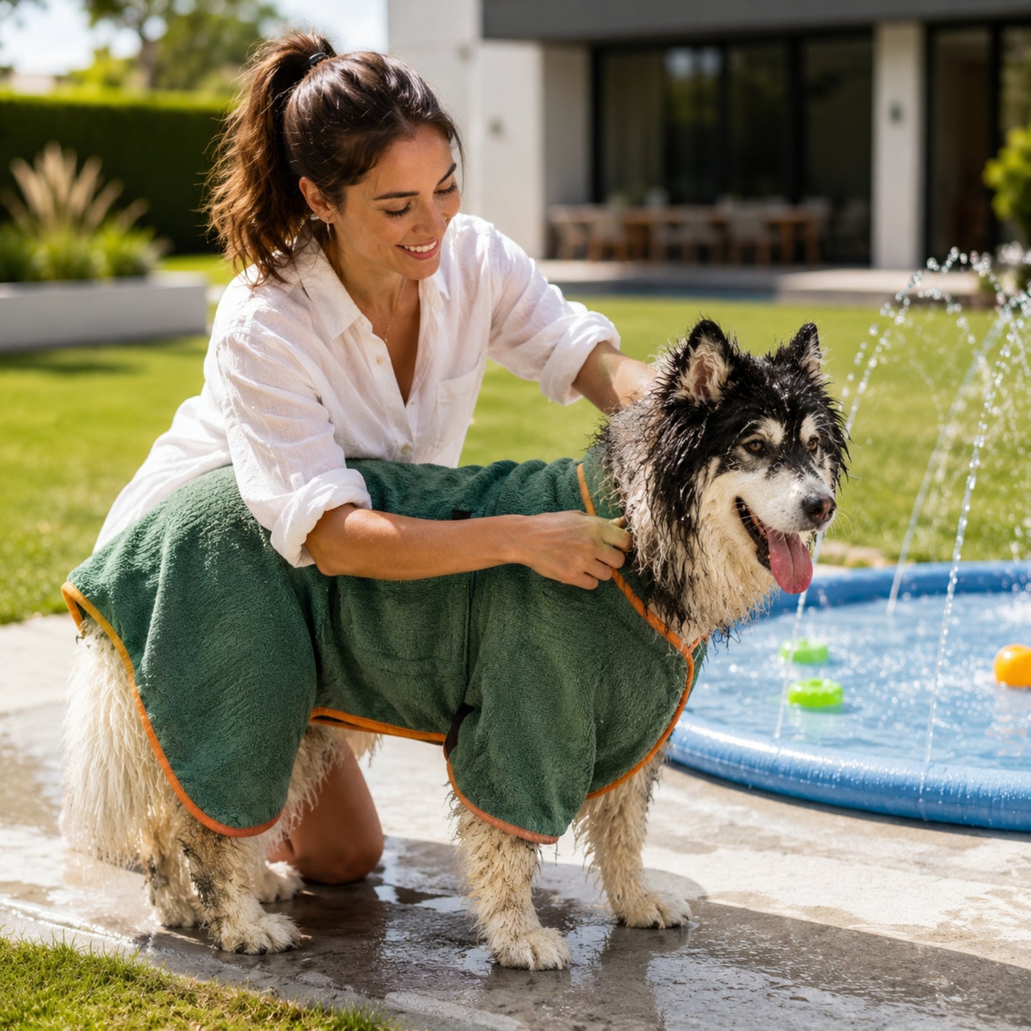Snabbtorkande Hundbadrock i Mikrofiber – Absorberande Handduk med Justerbara Remmar för Hund & Katt