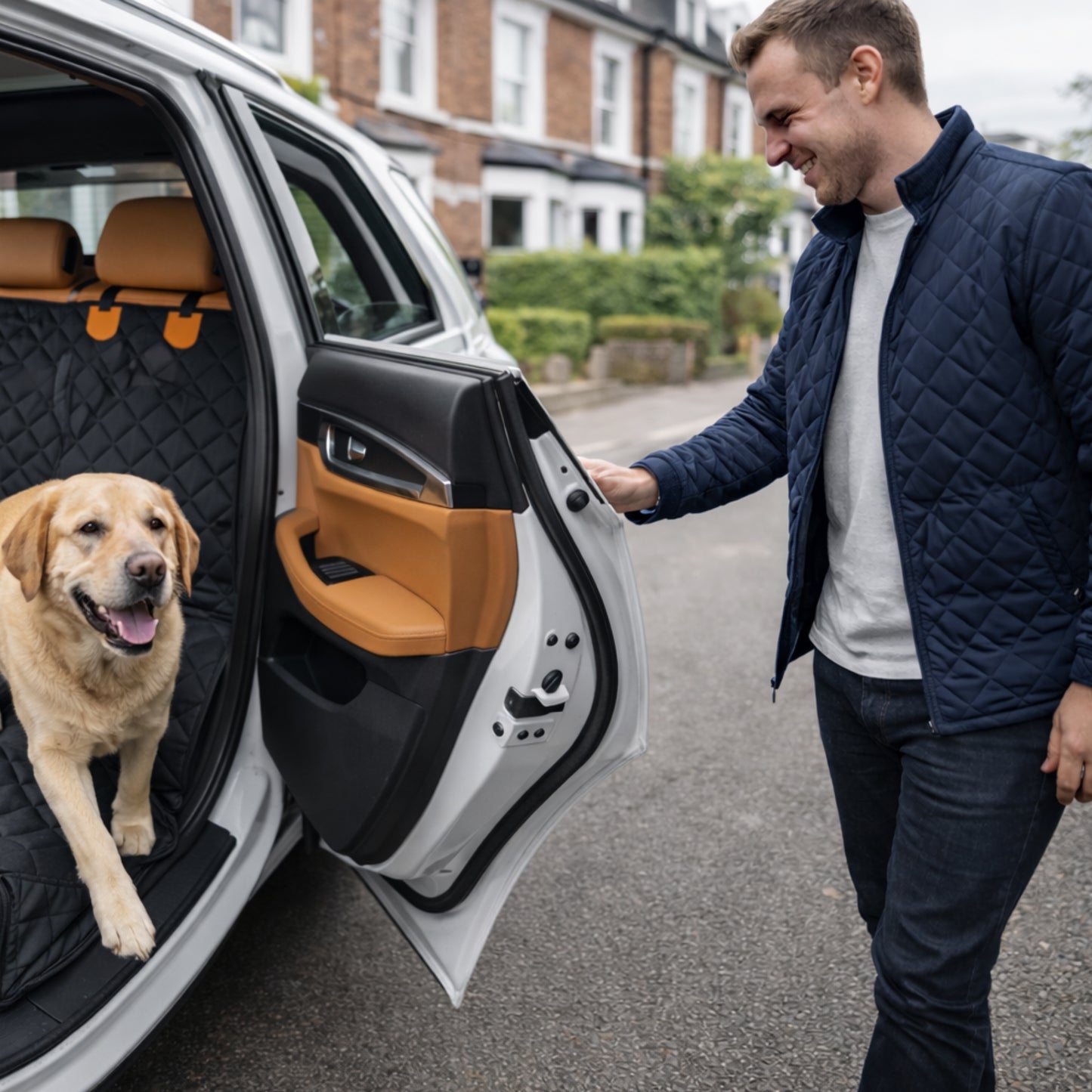 Quiltat Bilskydd för Hund – Skyddande Baksätesskydd för Bil