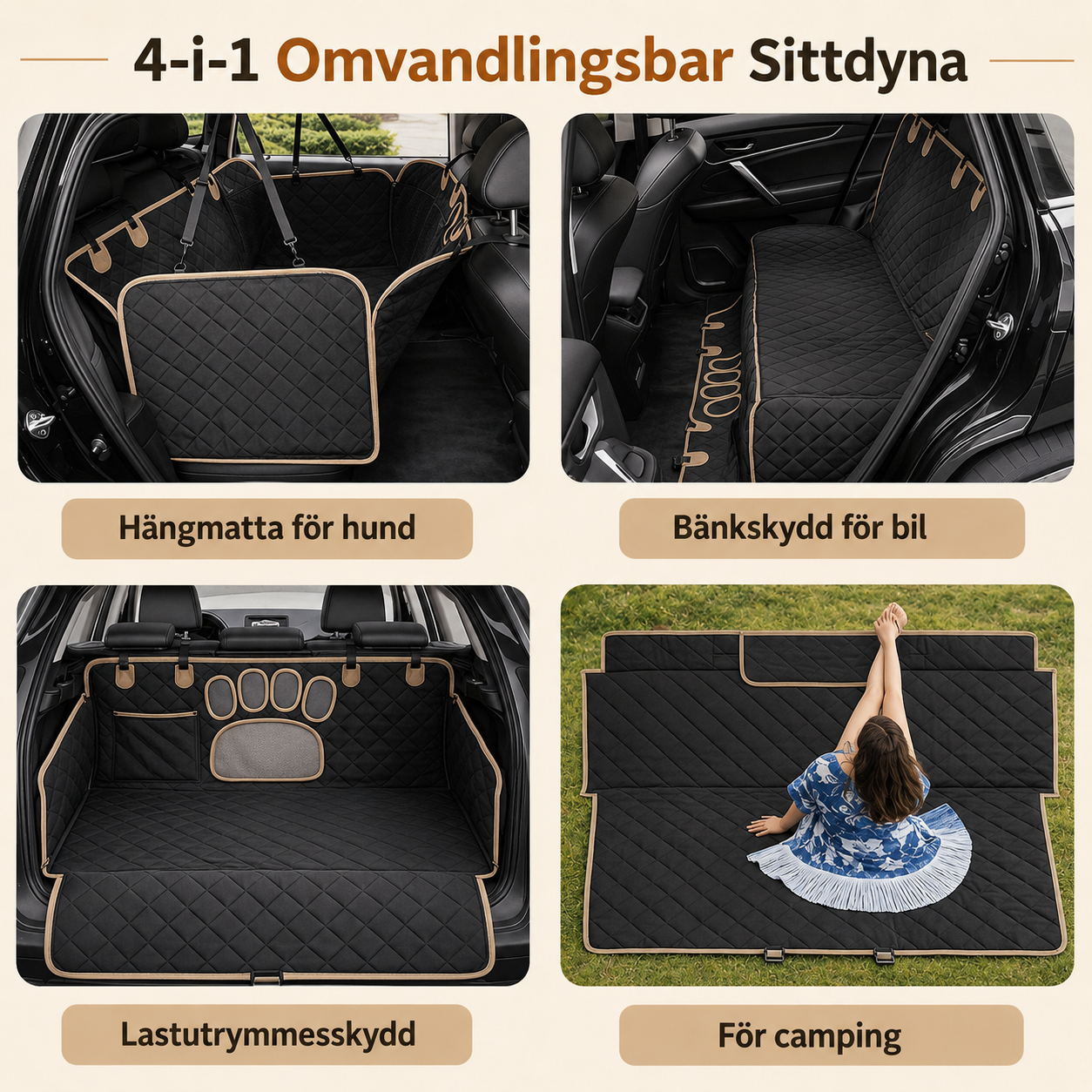 Quiltat Bilskydd för Hund – Skyddande Baksätesskydd för Bil