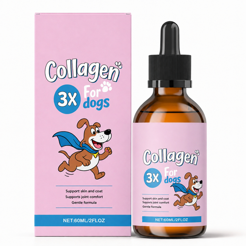 Kollagendroppar för Hundar – 60 ml Flytande Kollagentillskott för Leder, Rörlighet, Hud & Päls