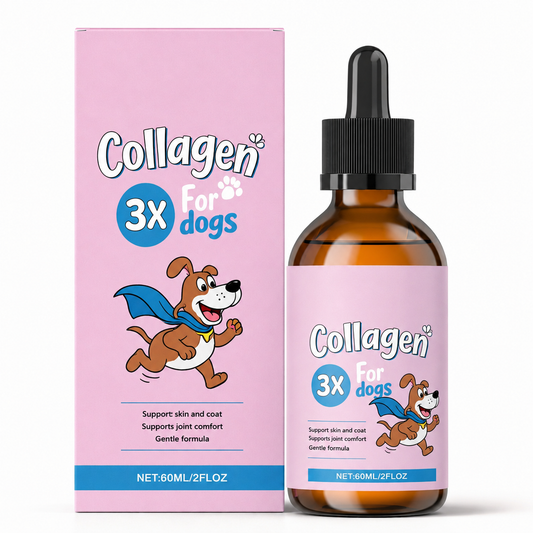Kollagendroppar för Hundar – 60 ml Flytande Kollagentillskott för Leder, Rörlighet, Hud & Päls