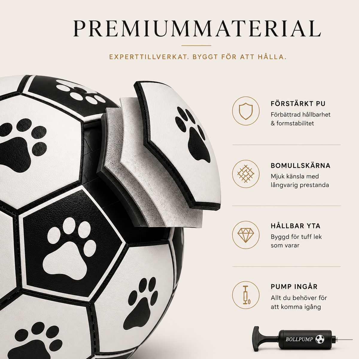 Fotboll för Hund med Remmar – Interaktiv Hundleksak för Apportering, Dragkamp & Utomhuslek