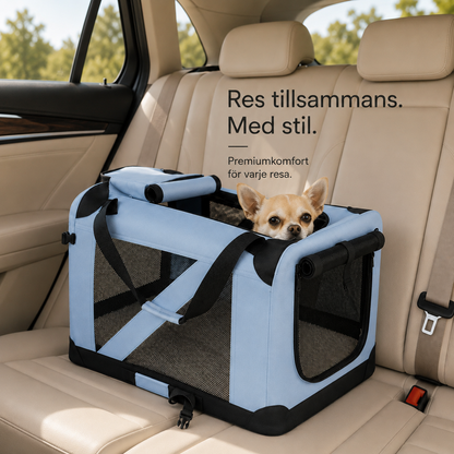 Hopfällbar Transportbur för Hund & Katt – Mjuk Resebur med Nätpaneler för Resor & Hemmabruk