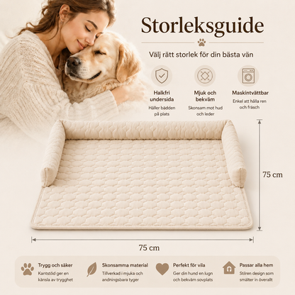Soffkudde för Husdjur 75x75 cm – Quiltad Hund- & Kattbädd med Upphöjda Sidokanter