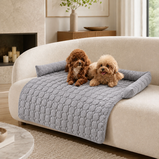 Soffkudde för Husdjur 75x75 cm – Quiltad Hund- & Kattbädd med Upphöjda Sidokanter