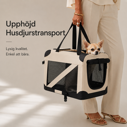 Hopfällbar Transportbur för Hund & Katt – Mjuk Resebur med Nätpaneler för Resor & Hemmabruk