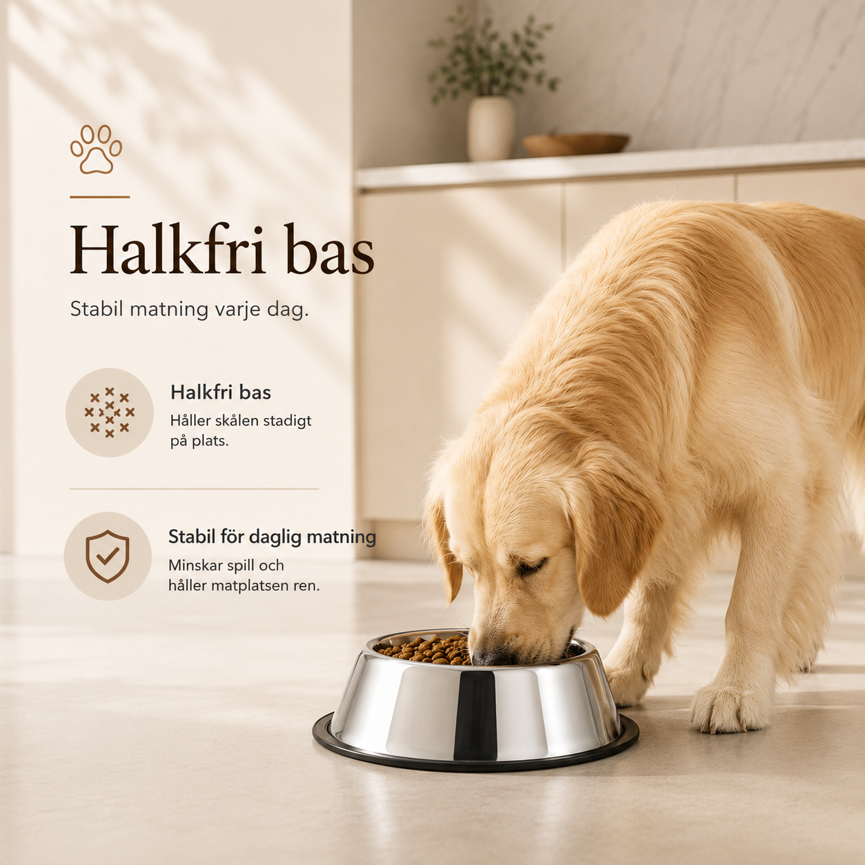 Matskål i Rostfritt Stål med Halkfri Botten – Silverfärgad Hund- & Kattskål för Mat och Vatten