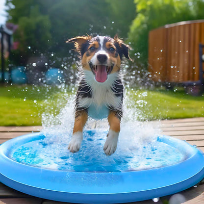 Splash Pad Vattenmatta för Hund – Uppblåsbar Vattenlekmatta för Utomhuslek & Svalka på Sommaren