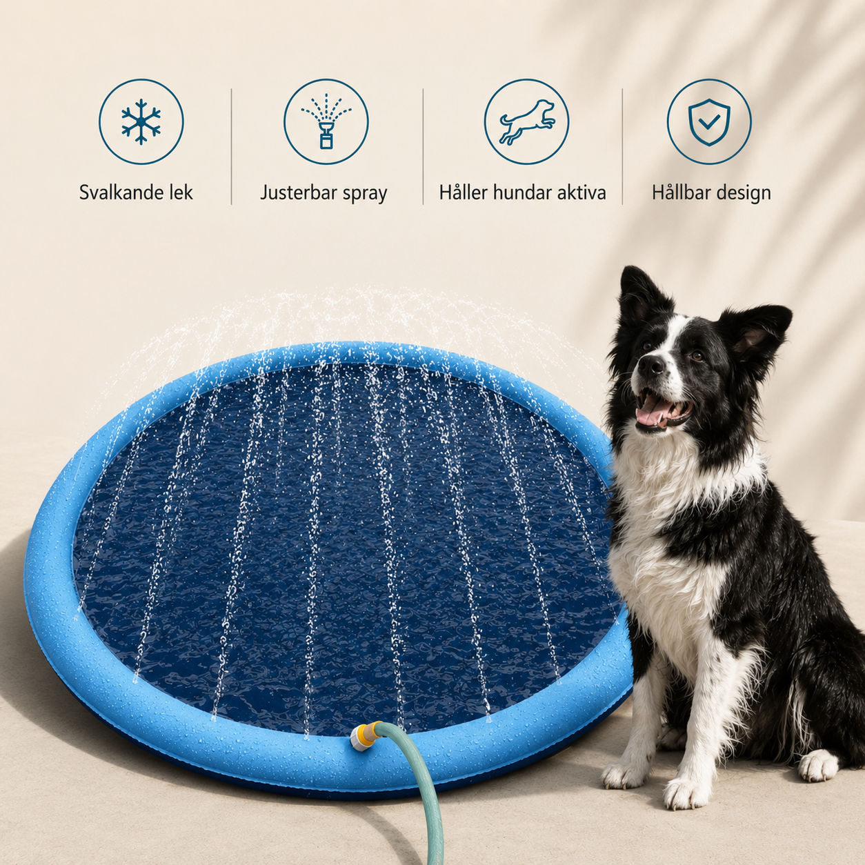 Splash Pad Vattenmatta för Hund – Uppblåsbar Vattenlekmatta för Utomhuslek & Svalka på Sommaren
