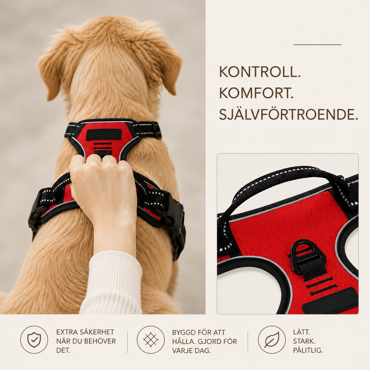 Reflekterande Anti-Drag Hundsele med Frontfäste & Kontrollhandtag