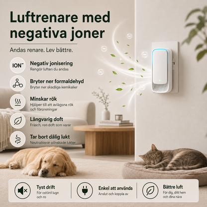 4-Pack Luftfräschare med Negativa Joner – Kompakt Luftrenare för Husdjursområden, Kök, Badrum & Mindre Rum