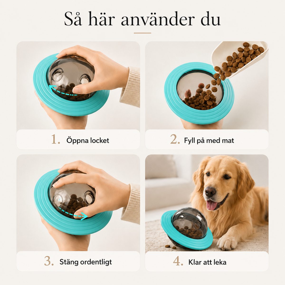 Interaktiv Godisdispenser för Hund – Aktiveringsleksak, Slow Feeder & Flygande Disc