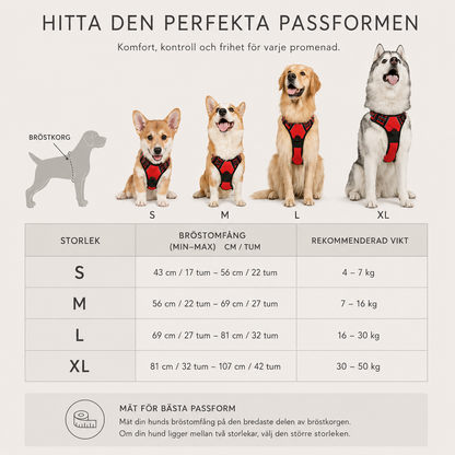 Reflekterande Anti-Drag Hundsele med Frontfäste & Kontrollhandtag