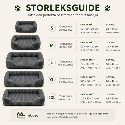 Stödjande Hundbädd i Memory Foam – Tvättbart Överdrag. Små, Medelstora & Stora Hundar