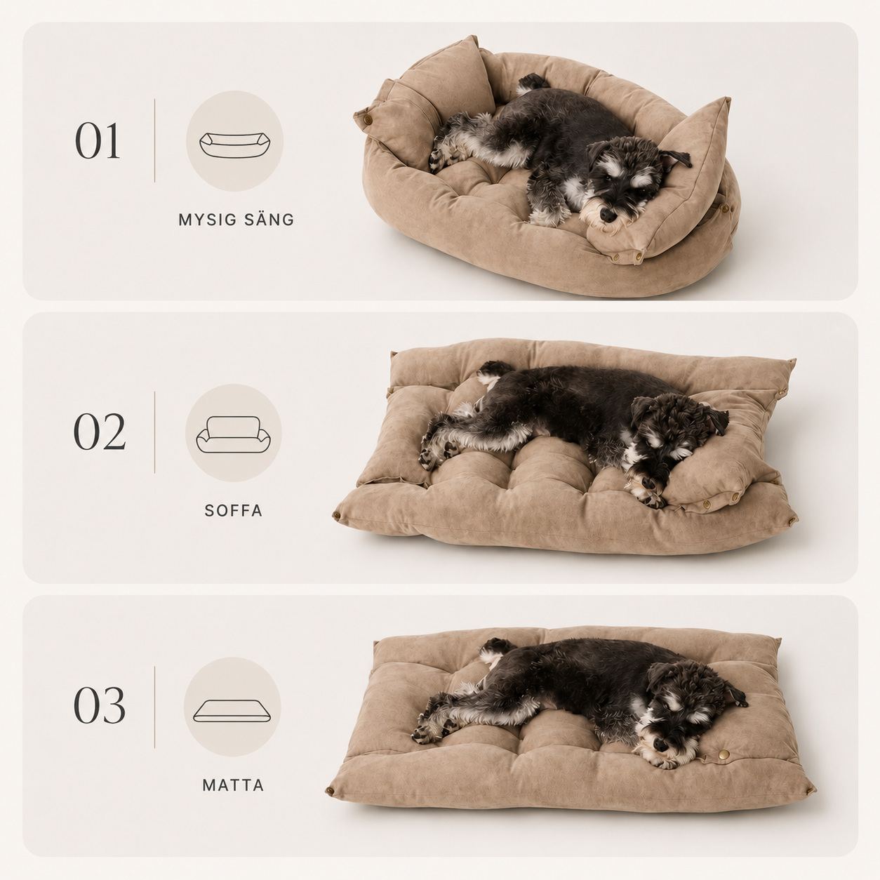 3-i-1 Plyschbädd för Hund & Katt – Vikbar Hundsäng, Soffa & Sovmatta