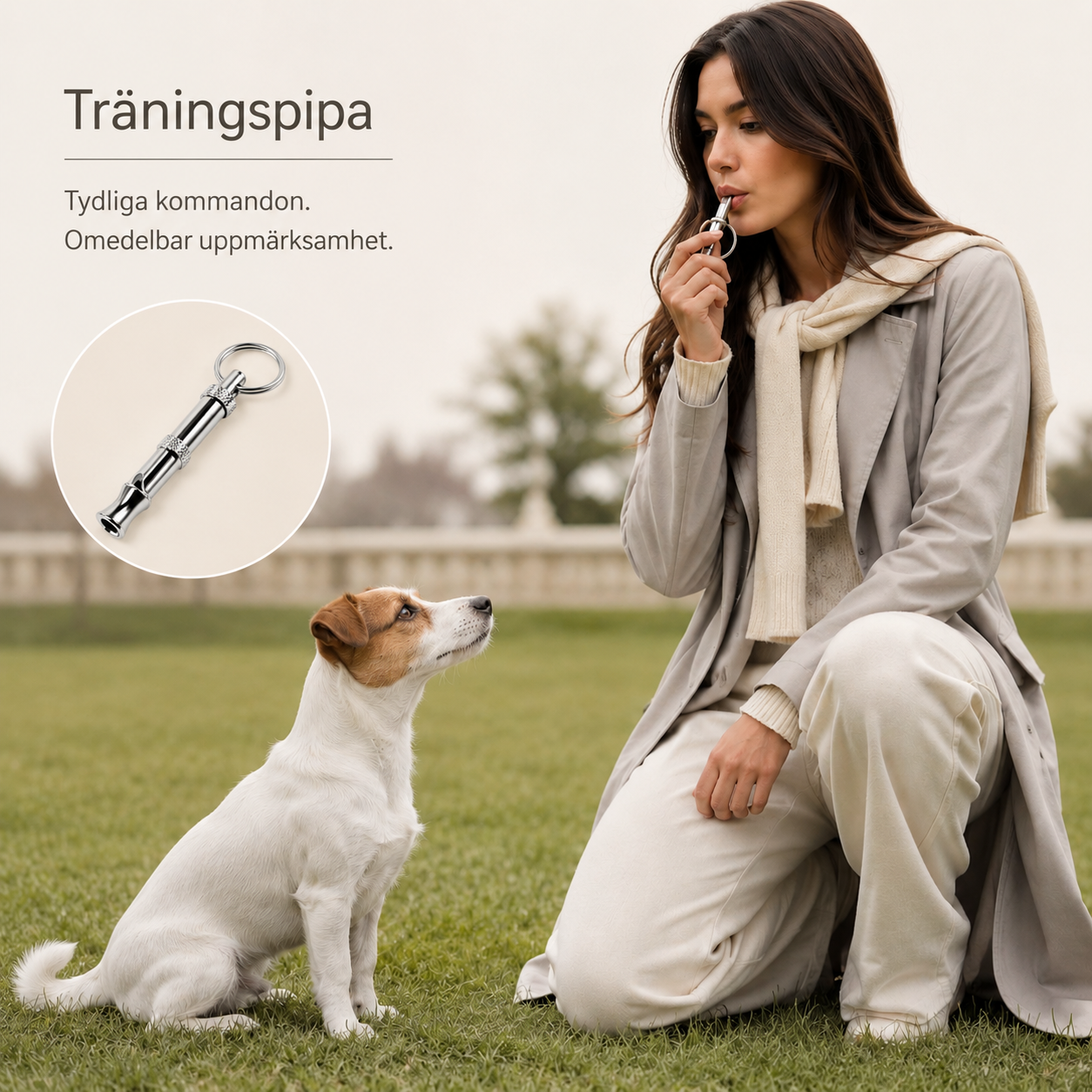 Justerbar Hundvisselpipa med Nyckelring – Träningsvissla i Metall för Inkallning & Hundträning